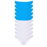 10 Adet Süper Eko Set Likralı Kadın Slip Beyaz Mavi