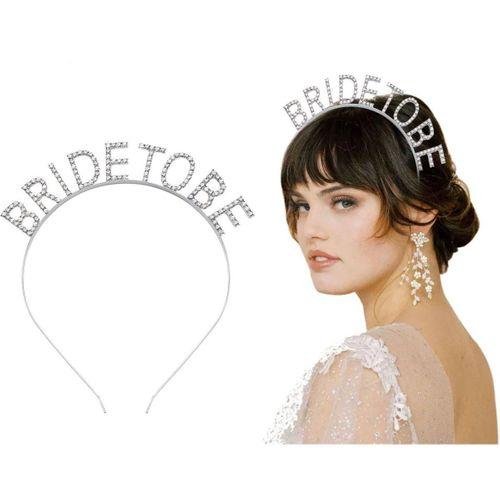 Eğitici Çocuk Gümüş Kaplama Kristal Taşlı Bride To Be Gelin Tacı 16x17 cm