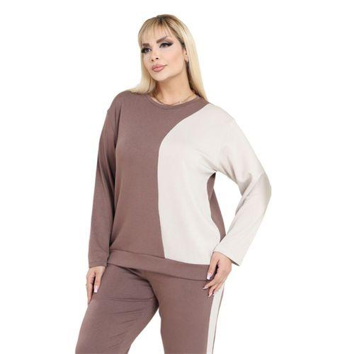 Melsay Butik Taba Ekru Renk Bloklu Modal Kadın Eşofman Takımı