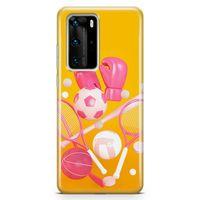 Huawei P40 Pro Kılıf Boks Eldiveni Tenis Arka Kapak Koruma Desenli Full Koruyucu