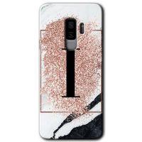 Potkal Hediye Fabrikası Samsung Galaxy S9 Plus Kılıf HD Desen Baskılı Arka Kapak - Pembe Mermer Desenli İ Harfi