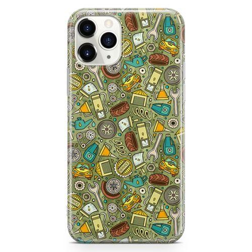 Apple iPhone 11 Pro Max Kılıf Araç Aksesuarları Doodle Arka Kapak Koruma Desenli Full Koruyucu