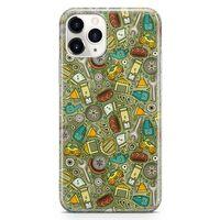 Apple iPhone 11 Pro Max Kılıf Araç Aksesuarları Doodle Arka Kapak Koruma Desenli Full Koruyucu