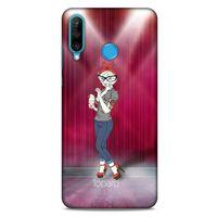 Huawei P30 Lite Kılıf FunnyMaX (50) Shockproof Kılıf Koyu Pembe Kedi