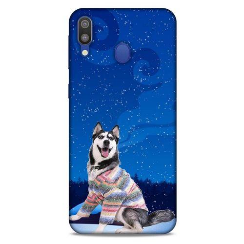 Samsung Galaxy M20 Kılıf Köpek Kıyafetleri (45) Liquid Air Kılıf Husky Renkli Süveter