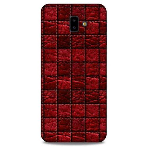 Samsung Galaxy J6 Plus Kılıf Patchwork (12) Koruyucu Silikon Kırmızı Bordo