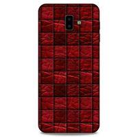 Samsung Galaxy J6 Plus Kılıf Patchwork (12) Koruyucu Silikon Kırmızı Bordo