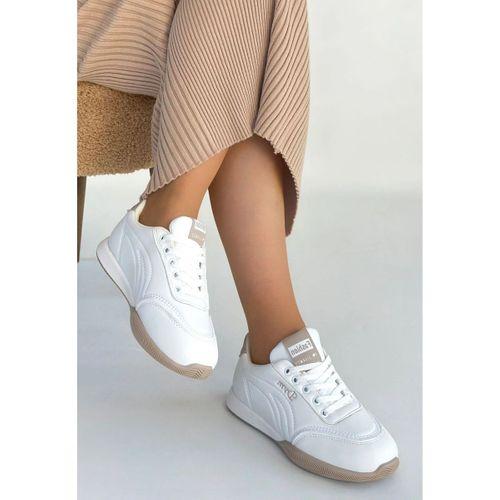 Tawen Beyaz Cilt Bağcıklı Spor Ayakkabı