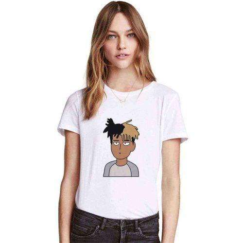 Anime Xxtentecion Baskılı Beyaz Kadın Tshirt