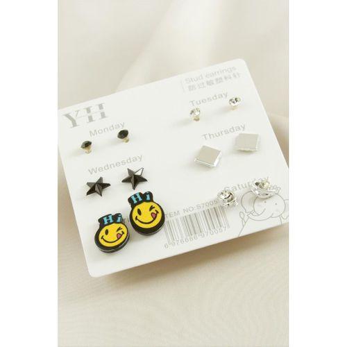 12 Adet Emoji Metal Taşlı Küpe