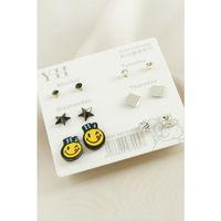 12 Adet Emoji Metal Taşlı Küpe