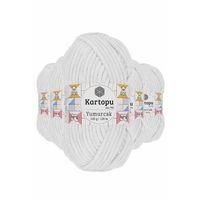 5 Adet Yumurcak Kadife El Örgü İpi Kar Beyaz K010