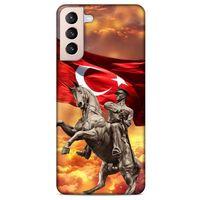 Lopard Samsung Galaxy S21 Plus Uyumlu Kılıf Atatürk (47) Crystal Flex Kılıf