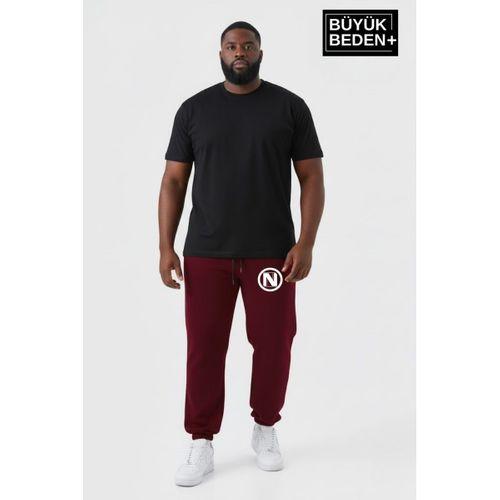 Erkek Büyük Beden N Logolu Paça Lastikli Rahat Kesim Jogger İnce Eşofman Altı SPR26BEA951-4