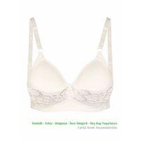 Alışveriş Meydanı Kadın Ekru Dantelli Toparlayıcı Küçültücü Balensiz Boş Kap Sütyen