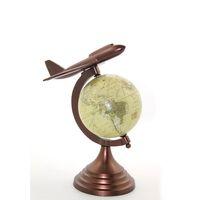 25x15 Cm Pirinç Uçak Tasarımlı Dünya Küre