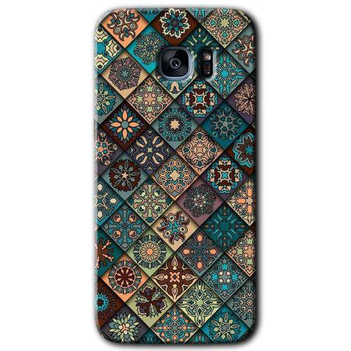 Galaxy S7 Edge Kılıf HD Desen Baskılı Arka Kapak - Mandala Desen + Kırılmaz Cam