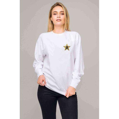 Che Guevara Yıldız Che Göğüs Baskılı Beyaz Kadın Sweatshirt