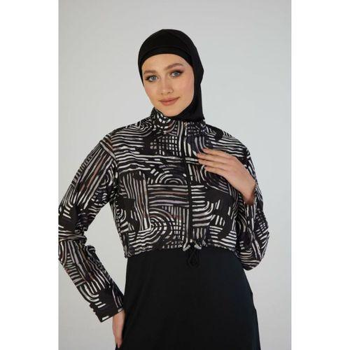 Estiva 26970 Siyah Lineer Tam Kapalı Croplu Pantolonlu Tesettür Mayo