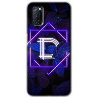 OPPO Oppo A52 Kılıf HD Desen Baskılı Arka Kapak - Dark Neon Yaprak D Harfi