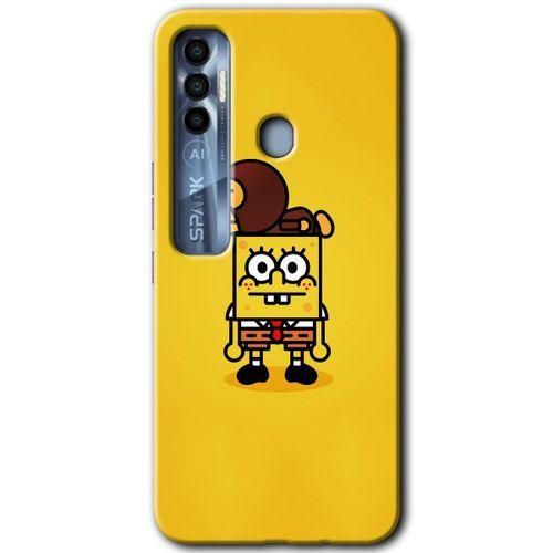 Potkal Hediye Fabrikası Tecno Spark 7 Pro Kılıf HD Desen Baskılı Arka Kapak - Sünger Bob