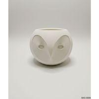 Beyaz Baykuş Figürlü Mini Dekoratif Saksı 6 Cm Masaüstü Ofis Dekoru