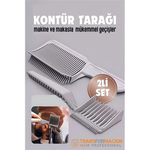Modacar Kuaför Berber Kavisli Kontur Kesim Tarağı 2 li SET