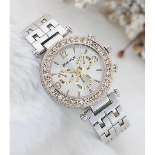 Zarif Ve Şık Özel Tasarım Zirkon Taşlı Metal Bayan Kol Saati  gümüş-gold