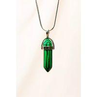 Malahit Doğal Taşı Zincirli El Yapımı Tasarımlı Kolye Uç: 3,5 cm Zincir: 20 cm Kutulu