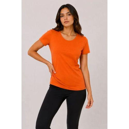 Basic Tişört Bisiklet Yaka Kısa Kol Günlük Yazlık Slim Fit T-Shirt - Turuncu