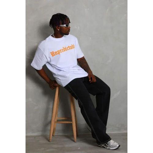 Erkek Baskılı T-Shirt Kısa Kol Bisiklet Yaka Regular Fit Rahat Kalıp Günlük Tişört - Beyaz