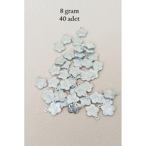 Oya Abiye Bileklik Kolye Pleksi Metalik Plastik Pul Gümüş Renk 8 gram 40 adet - BNC524