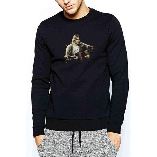 Kurt Cobain Metal Rock Music Müzik Baskılı Siyah Erkek Sweatshirt