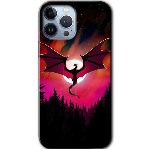 MRCİLETİSİM iPhone 13 Pro Max Kılıf Baskılı Kapak - Dragon Night +Tam Ekran Koruyucu