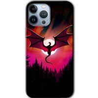 MRCİLETİSİM iPhone 13 Pro Max Kılıf Baskılı Kapak - Dragon Night +Tam Ekran Koruyucu