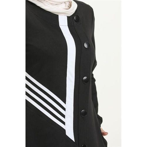 Yan Düğme Detaylı Ferace - 09248.003 - Siyah