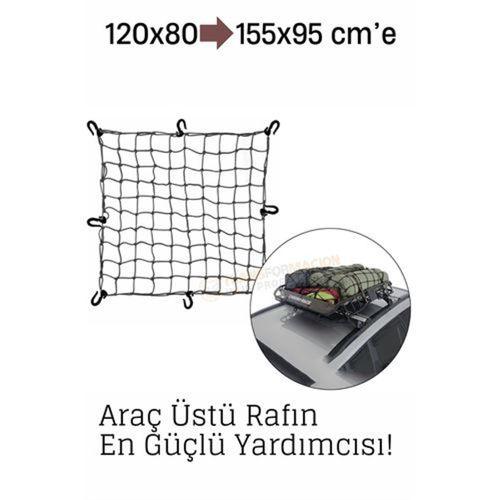 Elastik Bagaj Filesi 120x80 cm – 155x95 cm’e Kadar Genişler | Araç Üstü, Kamp ve Seyahat İçin
