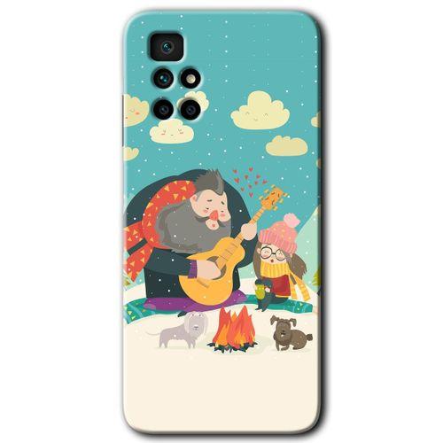 Redmi 10 Kılıf HD Desen Baskılı Arka Kapak - Kış Pikniği + Kırılmaz Cam