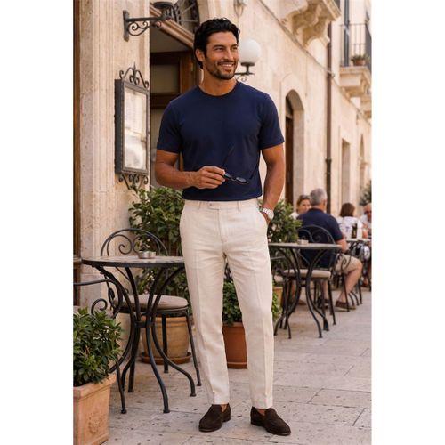 Linklater Regular Fit Basic Likralı Pamuk Erkek T-Shirt - Lacivert