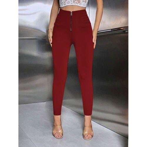 Kadın Yüksek Belli önden Fermuar Ve Nervur Detaylı Dalgıç Tayt