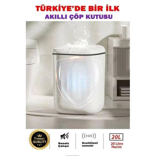 Akıllı Teknolojik Çöp Kutusu Otomatik Sensörlu Çöp Tenekesi Pilli Çöp Kovası 20L
