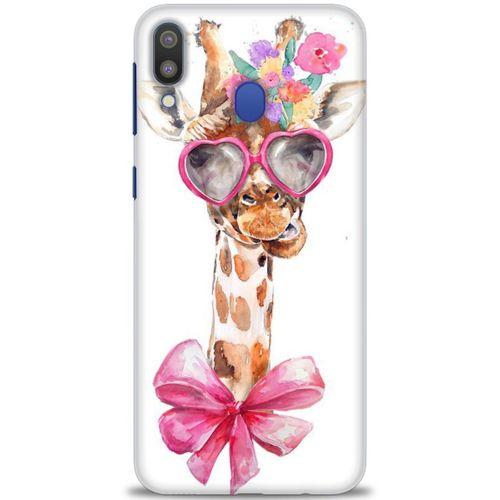 Samsung Galaxy M20 Kılıf HD Baskılı Kılıf - Gözlüklü Zürafa + Tam Ekran Koruyucu