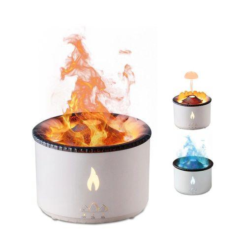 Led Alev Efektli Aroma Difüzörü Ultrasonik Hava Nemlendirici Gece Lambası Fonksiyonlu