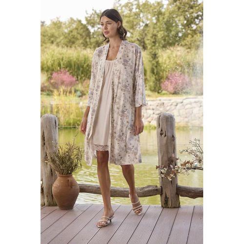 Çiçek Desenli Ve Dantelli Sabahlık Takımı