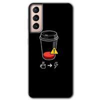 Potkal Hediye Fabrikası Samsung Galaxy S21 Plus Kılıf HD Desen Baskılı Arka Kapak - Coffee Battery