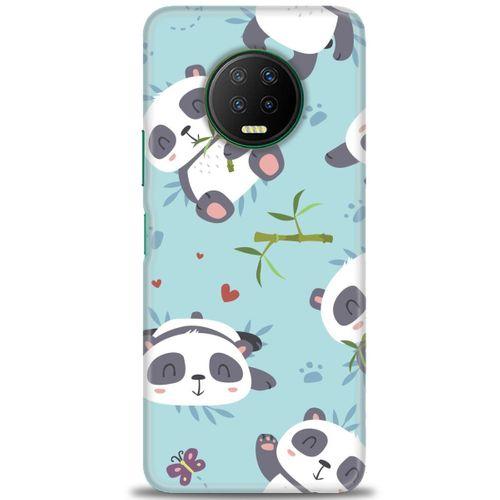 Infinix Note 7 Kılıf HD Baskılı Kılıf - Pandalar + Tam Ekran Koruyucu