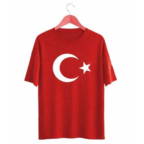 Ay Yıldız Baskılı Kısa Kollu Bisiklet Yaka Tişört 13 yaş