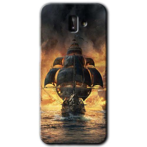 MRCİLETİSİM Samsung Galaxy J6 Plus Kılıf HD Desen Baskılı Arka Kapak + Temperli Cam - Siyah İnci