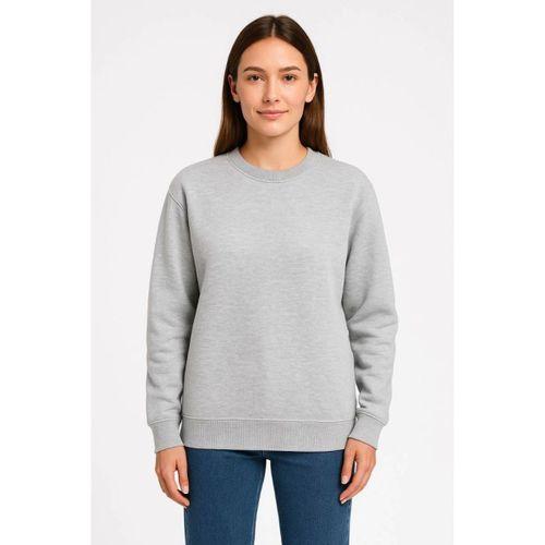 Üç İplik Düz Bisiklet Yaka SweatShirt - Gri