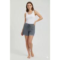 Bambu Fitilli Kadın Ev Şortu Bacak Dantel Detaylı Ev Giyim Gri